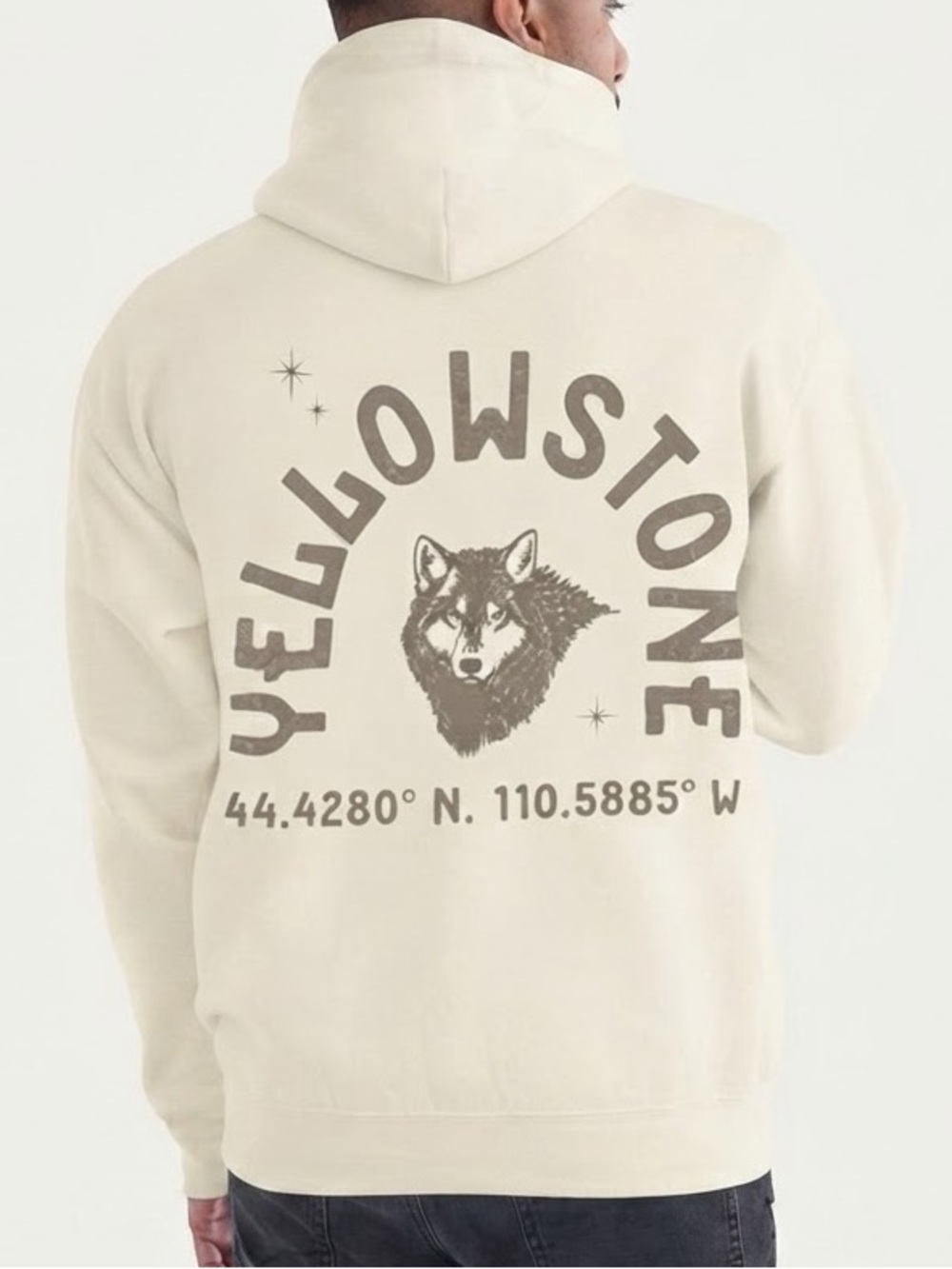 NWOT Melrose Place Yellowstone Graphic Hoodie White Wolf Graphic Size M Pullover